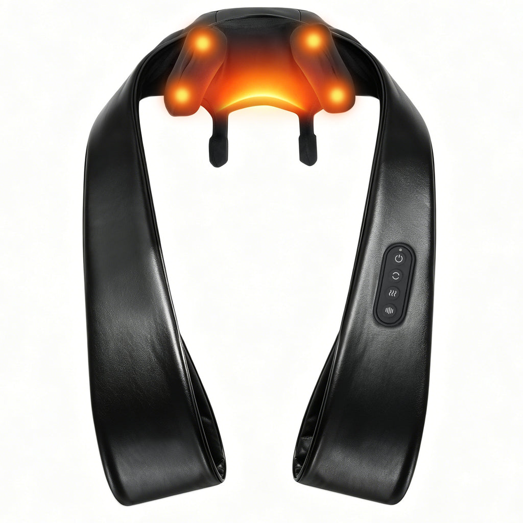 MOUNTRAX Cordless Neck & Shoulder Massager with Heat — Hands‑Free Shiatsu Relief for Neck Stiffness, Shoulder Tension & Muscle Soreness