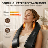MOUNTRAX Cordless Neck & Shoulder Massager with Heat — Hands‑Free Shiatsu Relief for Neck Stiffness, Shoulder Tension & Muscle Soreness